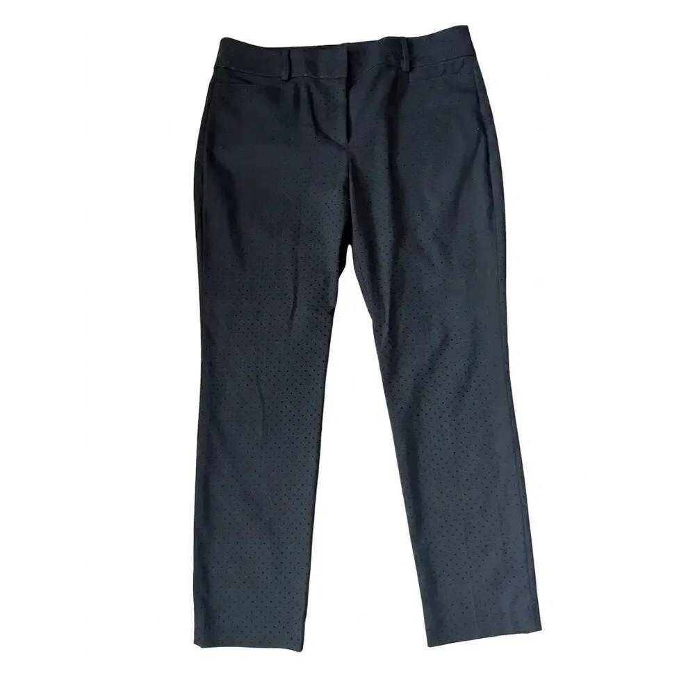 Loft Black Textured Polka Dot Ankle Pants Size 10 - Picture 10 of 10